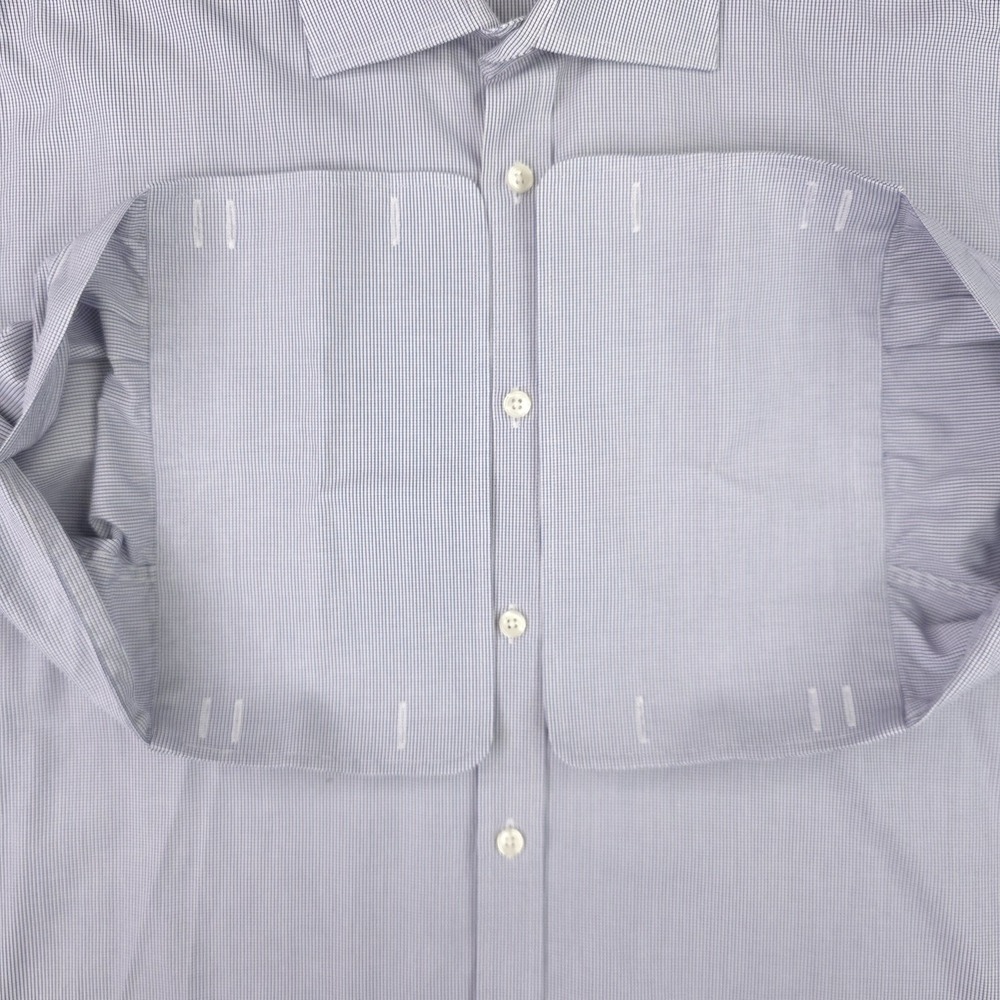 Hawes & Curtis Shirt Mens 16.5 34/35 Blue Check Tailored Slim Fit French Cuff - Picture 5 of 15